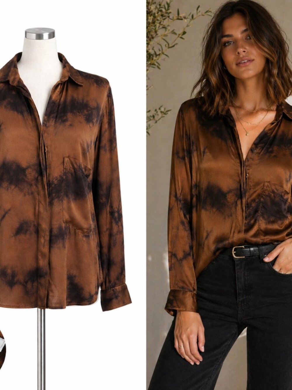 Young Fabulous Broke Tie Dye Silk Blouse Boho Luxe Grunge Avant Shirt Small